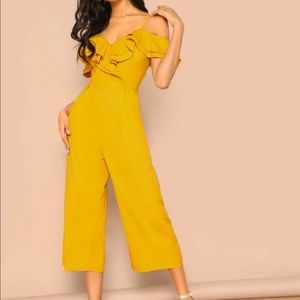 Layered Flounce Foldover Palazzo Jumpsuit